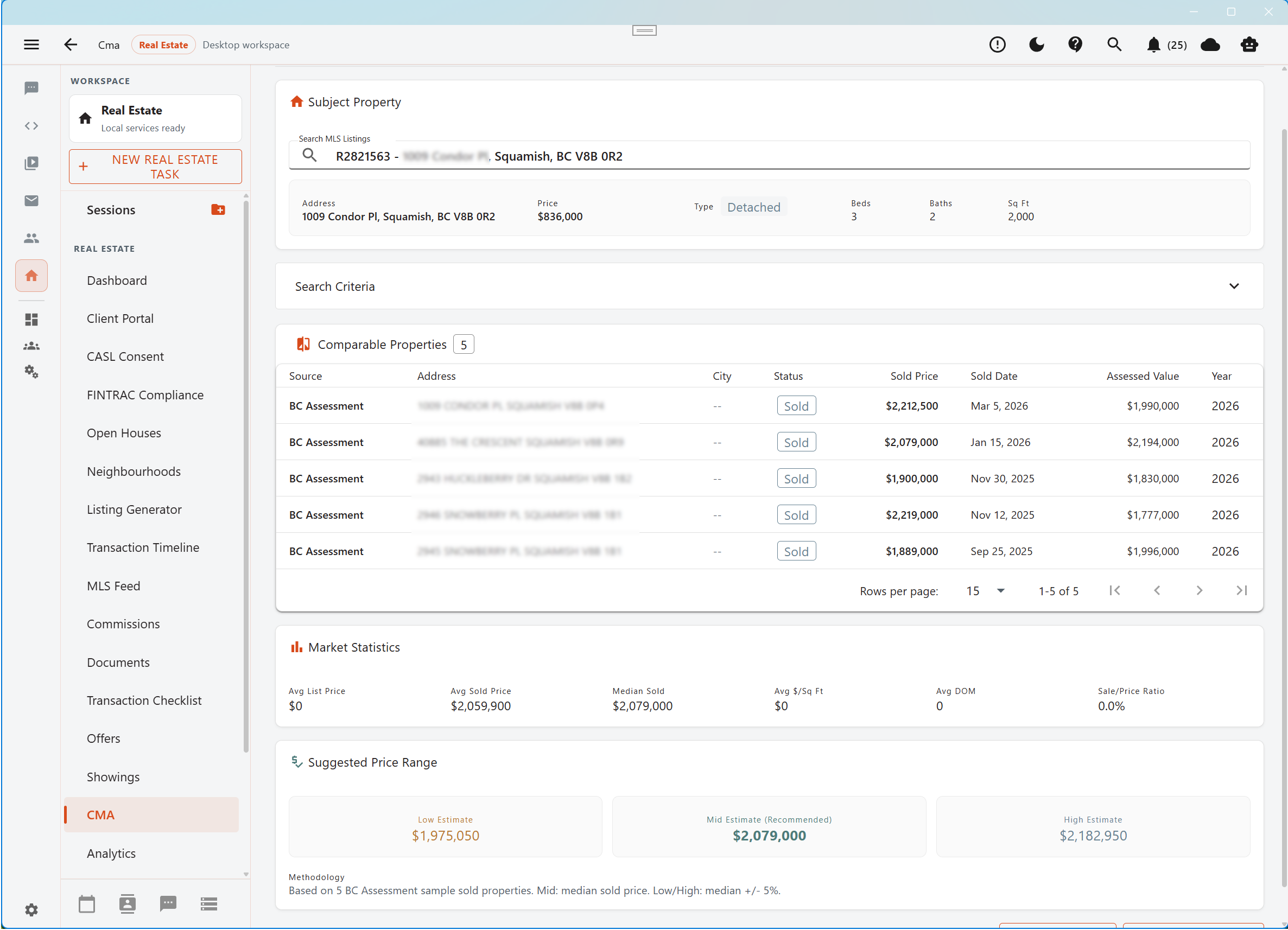 Aurynge comparative market analysis workspace in light mode